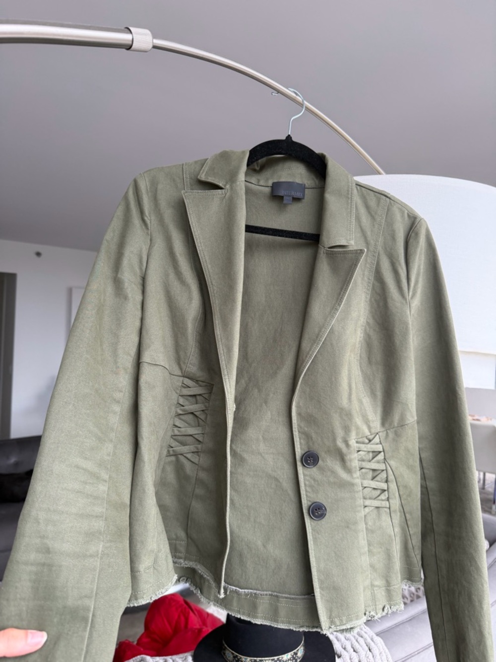 Intermix Olive Green Casual Blazer Jacket